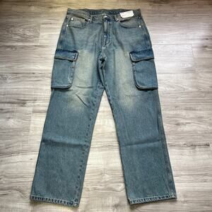 Arizona Mens Loose Fit Flex Cargo Blue Jean Size W36 L32